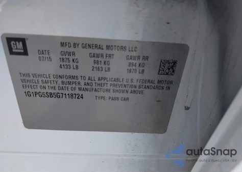 2016 Chevrolet Cruze Limited Ltz Auto z USA, uszkodzony, nr VIN 1G1PG5SB5G7118724